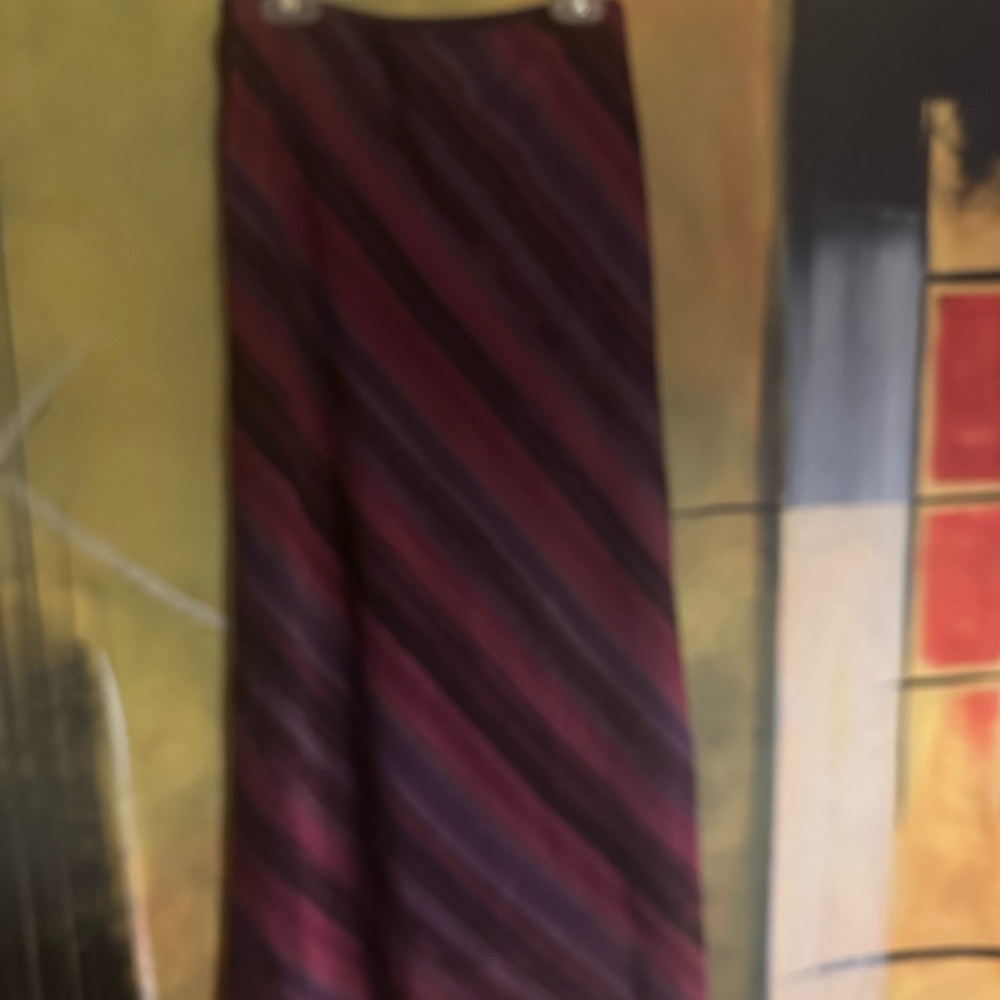 La Belle Diagonal Striped Maxi Skirt in Burgundy and Purple
